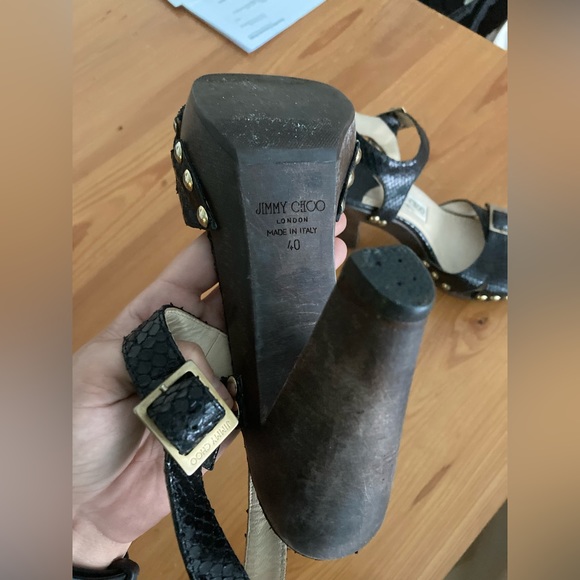 Jimmy Choo black platform buckle sandals - Picture 7 of 9